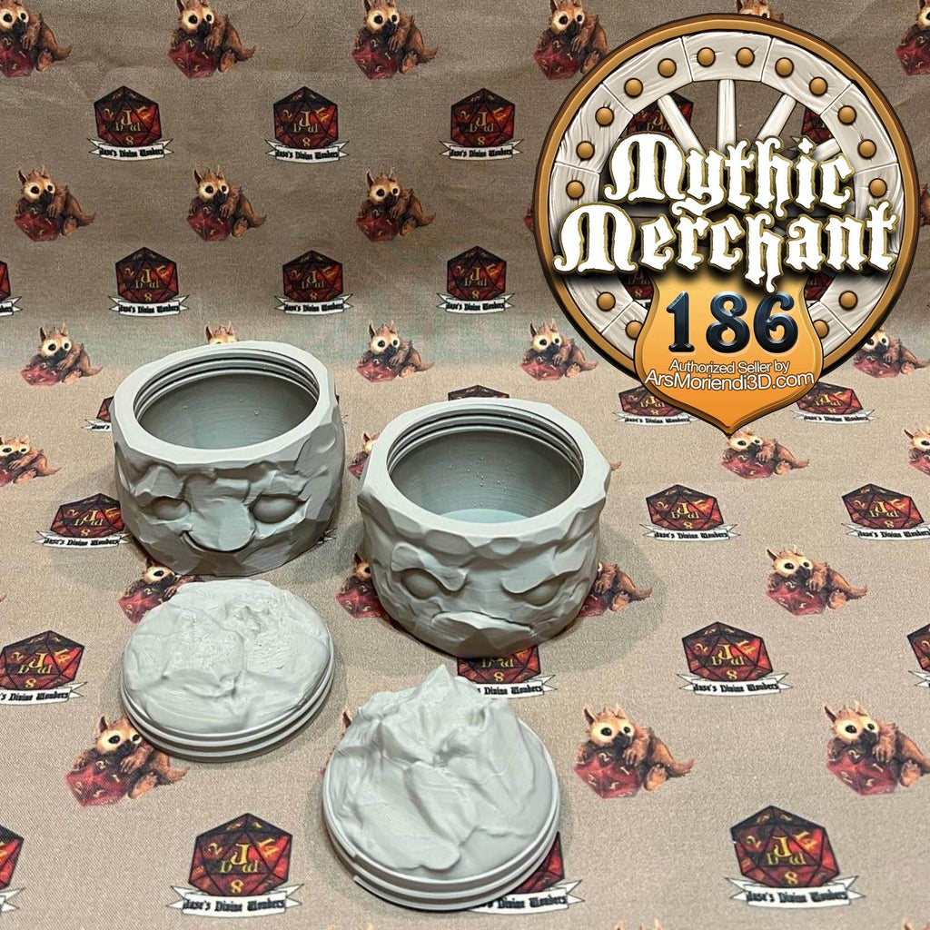 Golem Dice Case from Ars Moriendi 3D - Dungeons and Dragons, Pathfinder, TTRPG, Dice Cup/Roller - Black / Glim A