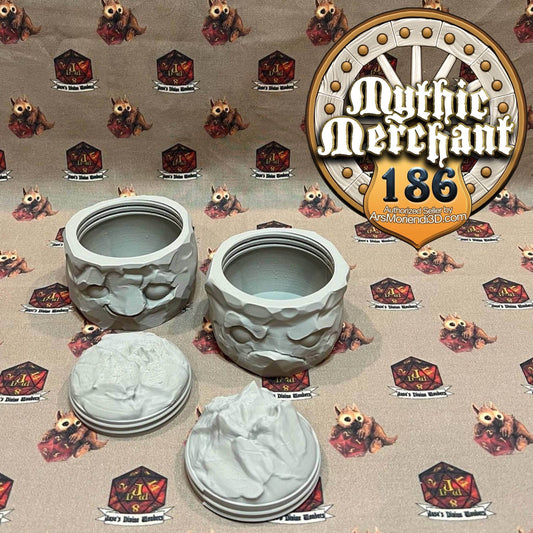 Golem Dice Case from Ars Moriendi 3D - Dungeons and Dragons, Pathfinder, TTRPG, Dice Cup/Roller - Black / Glim A