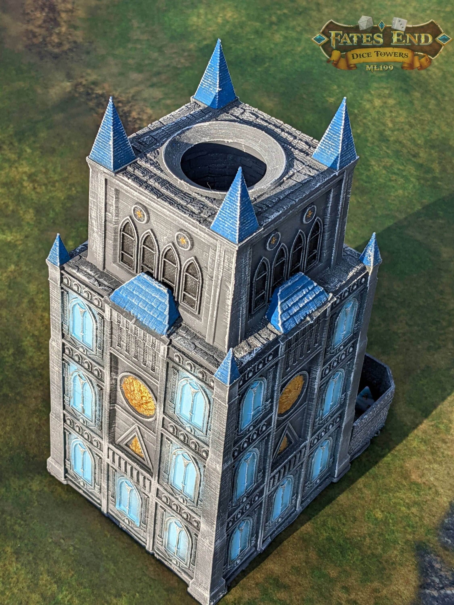 Garrison Fortress 3D Printed Cathedral Dice Tower - Fate's End Collection by Kim Bolt- Defend Your Realm & Guard Your Rolls! - Black / Yes- Include Random Dice Set