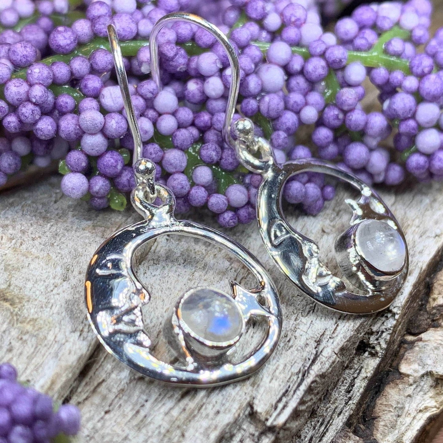 Serenade Crescent Moon Earrings - Moonstone