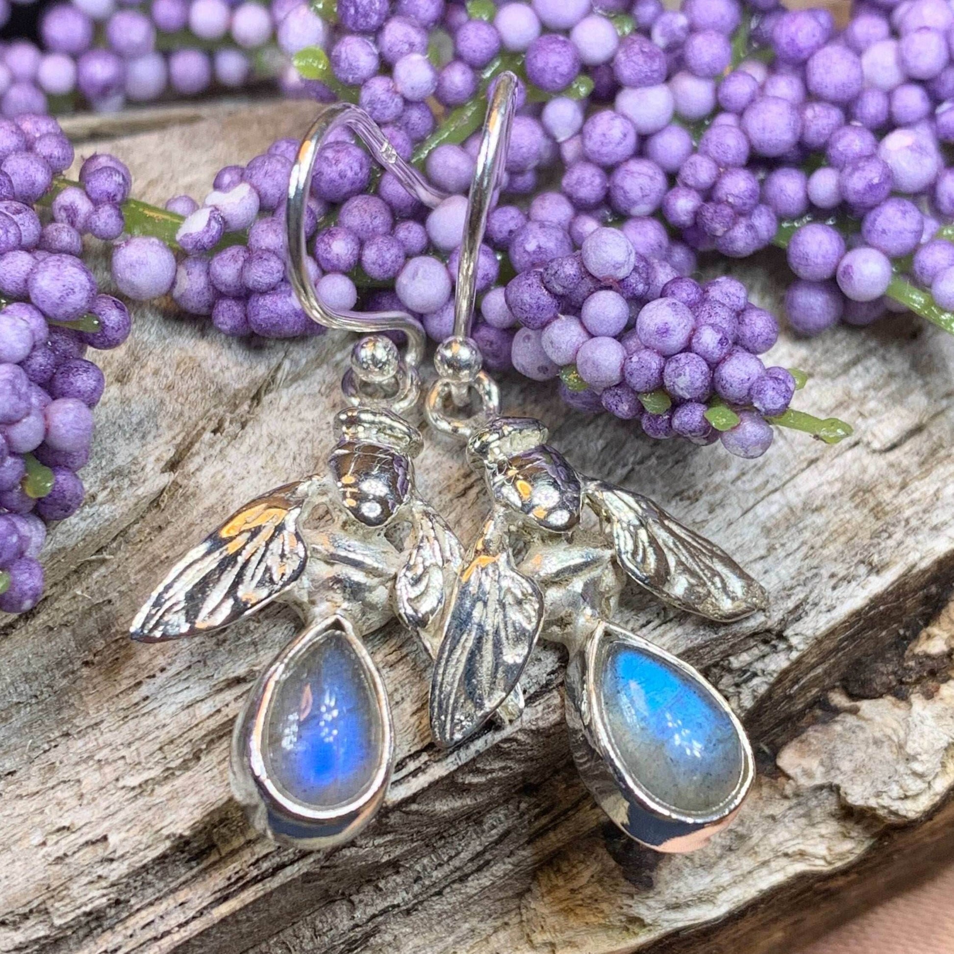 Summer Sweet Bee Earrings - Amethyst