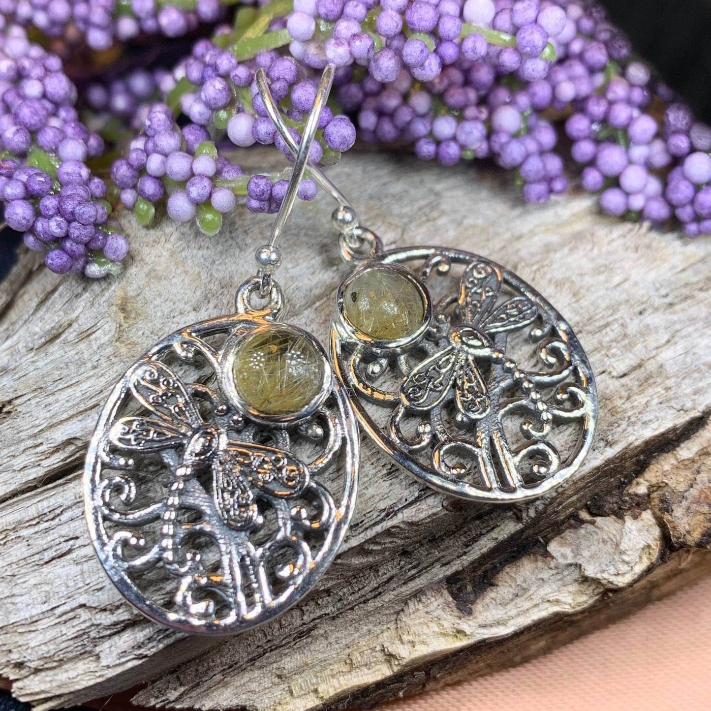 Forest Glen Dragonfly Earrings - Tourmaline