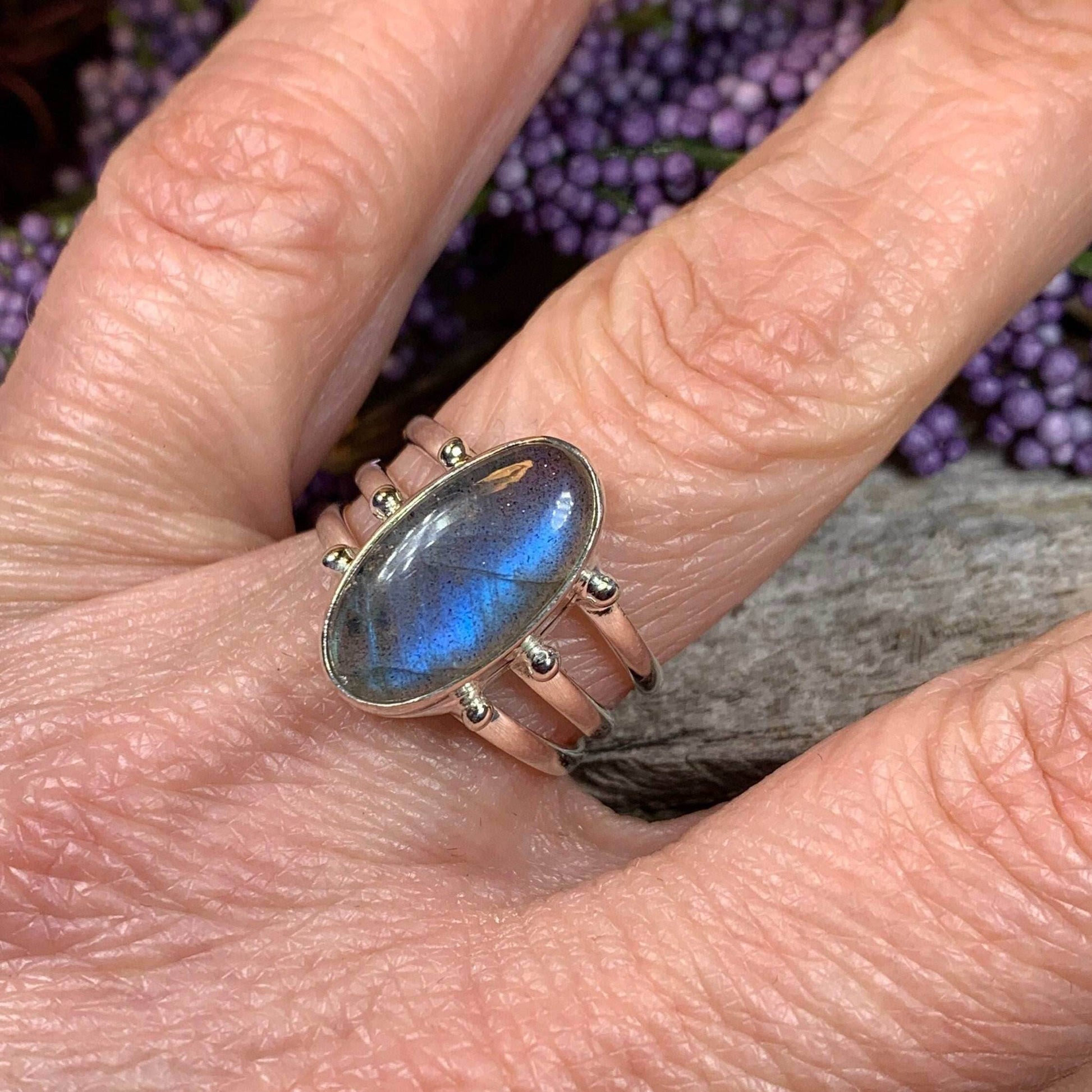 Celtic Mystic Labradorite Ring - 8 / Oval