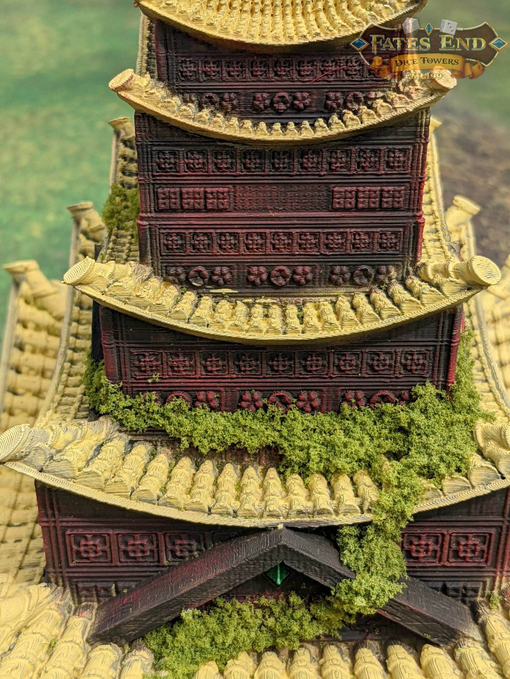 Pagoda Temple - 3D Printed Dice Tower - Fate's End Collection - Channel Serenity & Precision Rolls. - Black / Yes- Include Random Dice Set