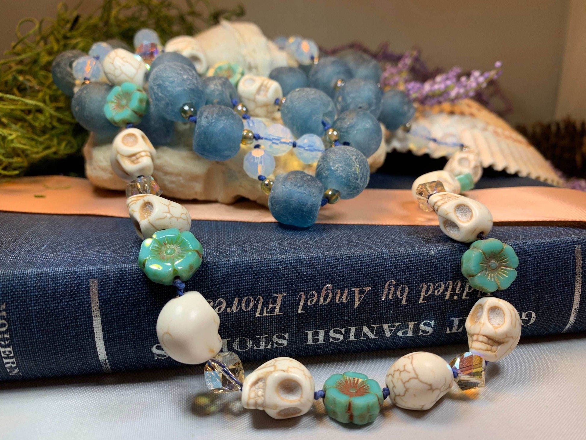 Blue Haze Long Beaded Necklace - 