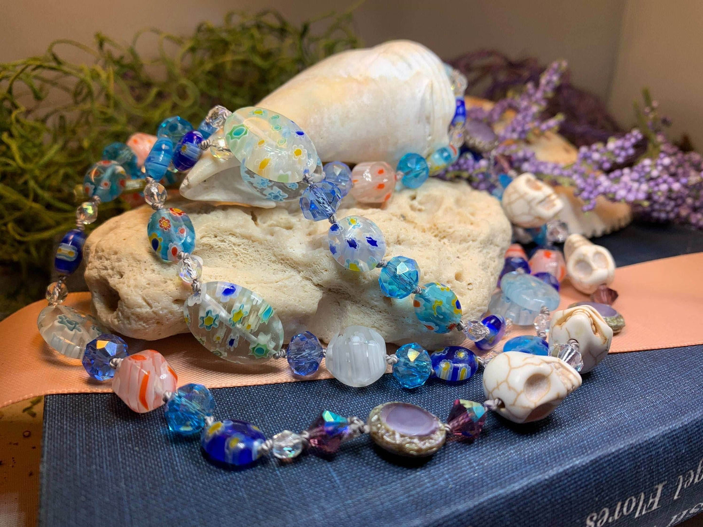 Sugar Skull Dreaming Long Beaded Necklace - 