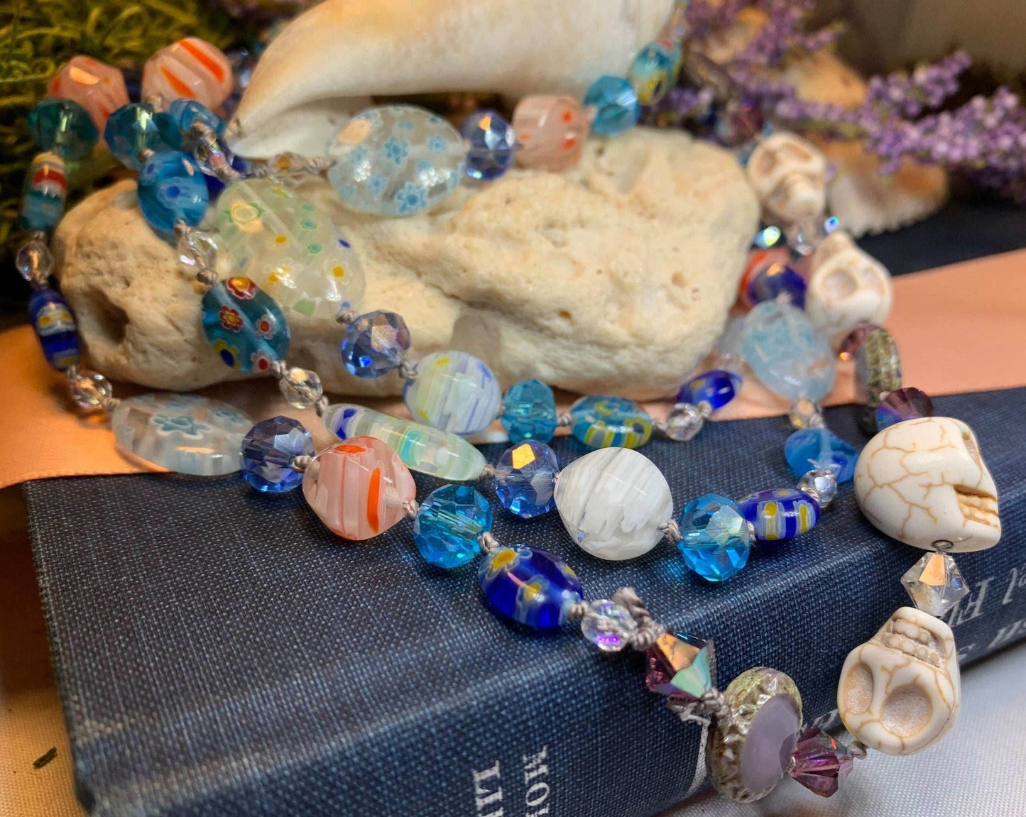 Sugar Skull Dreaming Long Beaded Necklace - 