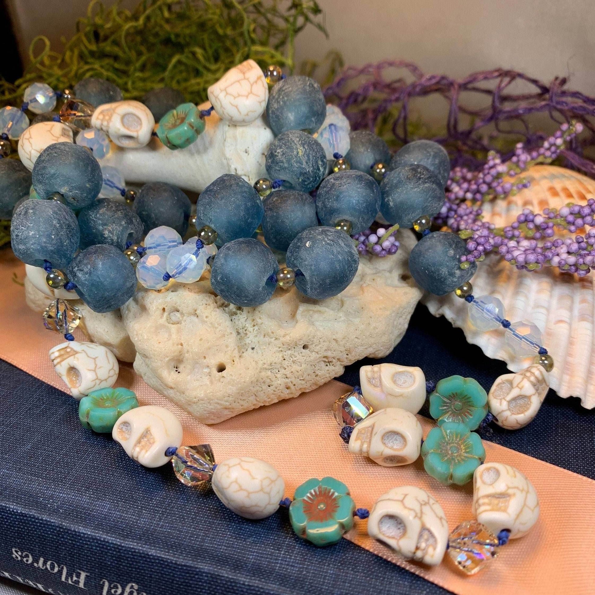 Blue Haze Long Beaded Necklace - 