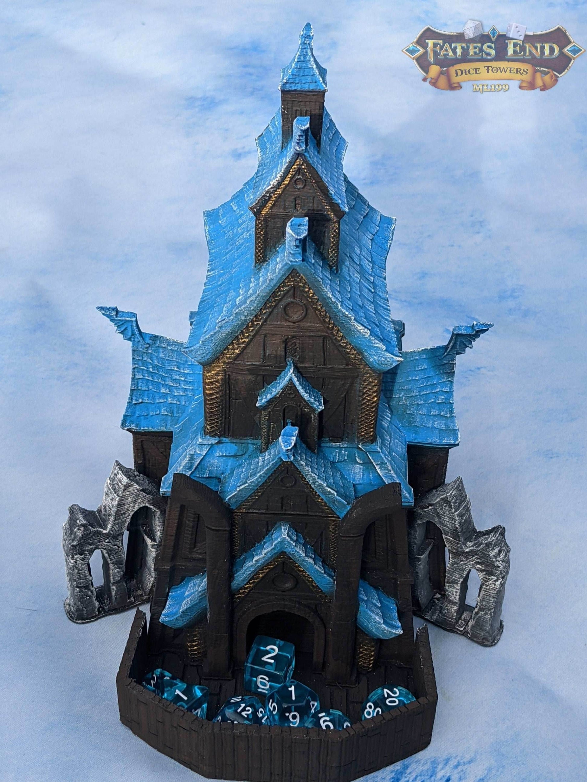 Valkyrie - Viking 3D Printed Dice Tower - Fate's End Collection - Unleash Valhalla's Spirit with Every Roll. - Black