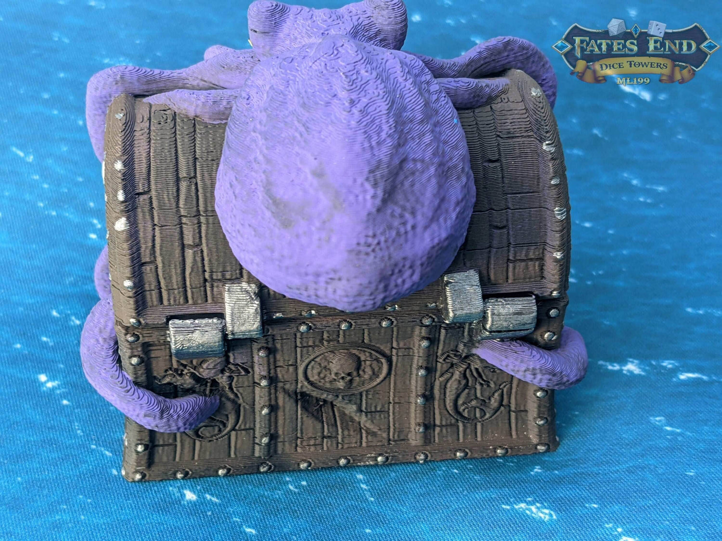 Davy Jones Locker 3D Printed Octopus Dice Jail | Pirate Dice Vault | D20 Box | Player Gift -Buried in the Sunken Depths of Legendary Lore! - Black / Yes- Include Random Dice Set