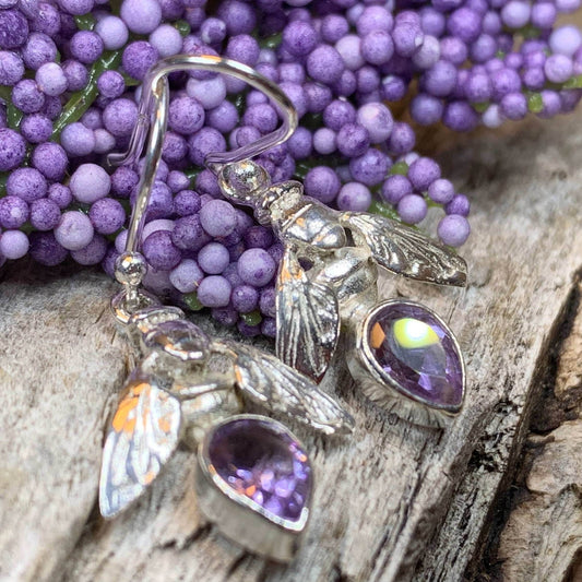 Summer Sweet Bee Earrings - Amethyst