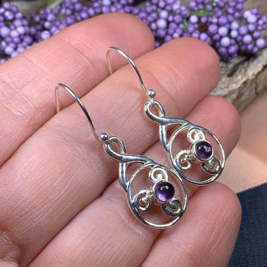 Moira Celtic Spiral Earrings - Amethyst