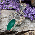 Romantic Moon Necklace - 18 / Green Chalcedony
