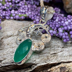 Romantic Moon Necklace - 18 / Green Chalcedony