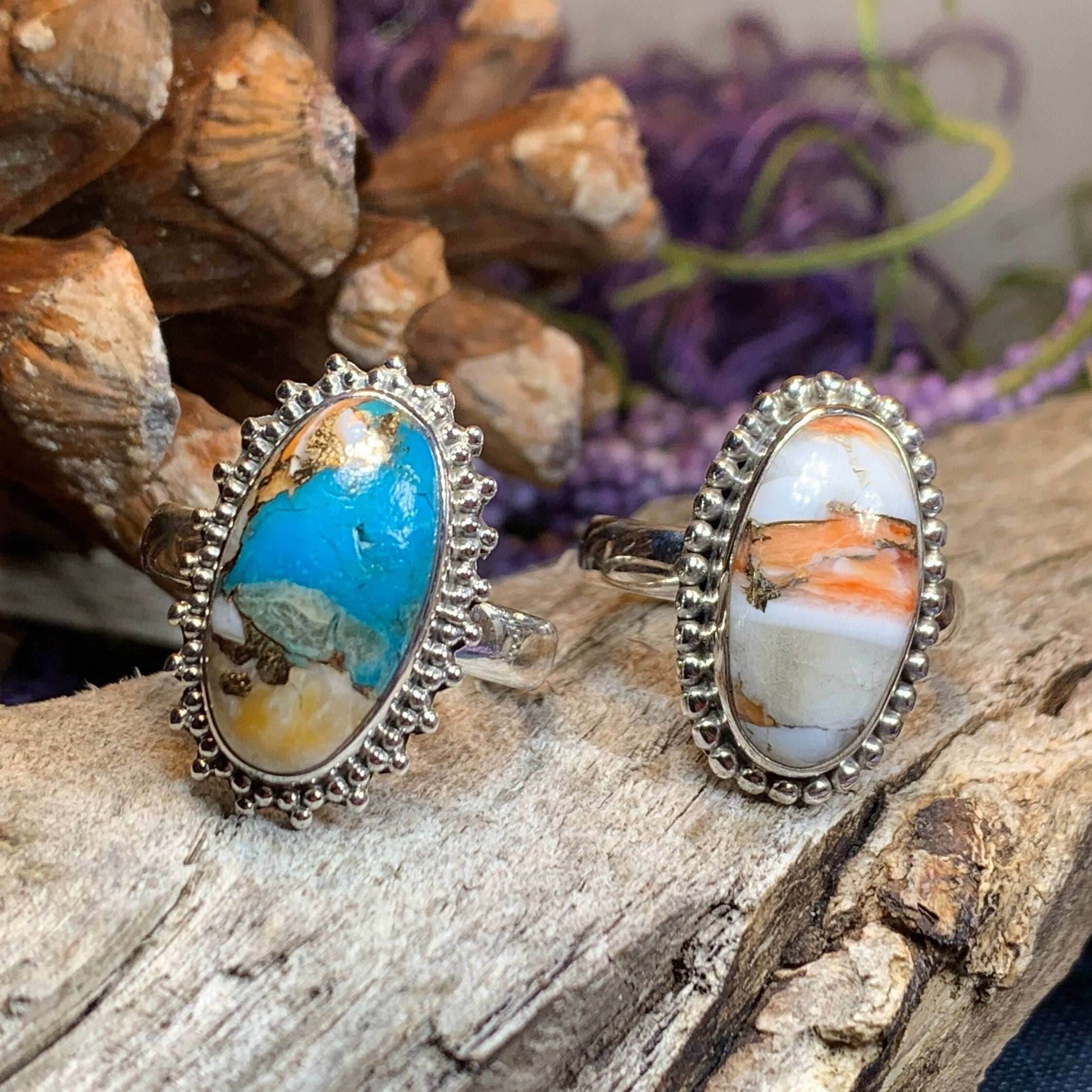 Romelle Spiny Oyster Turquoise Ring - 9 / Blue