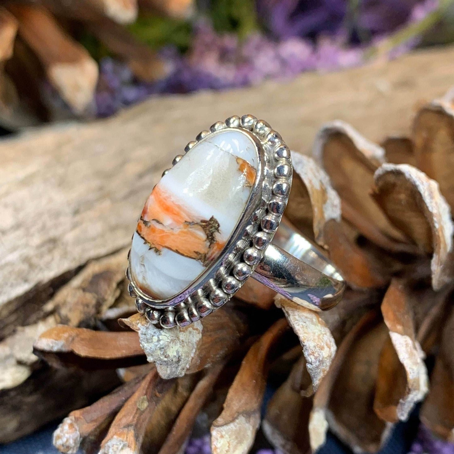 Romelle Spiny Oyster Turquoise Ring - 9 / Blue