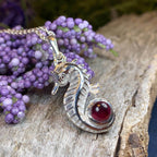 Seasprite Seahorse Necklace - 18 / Garnet