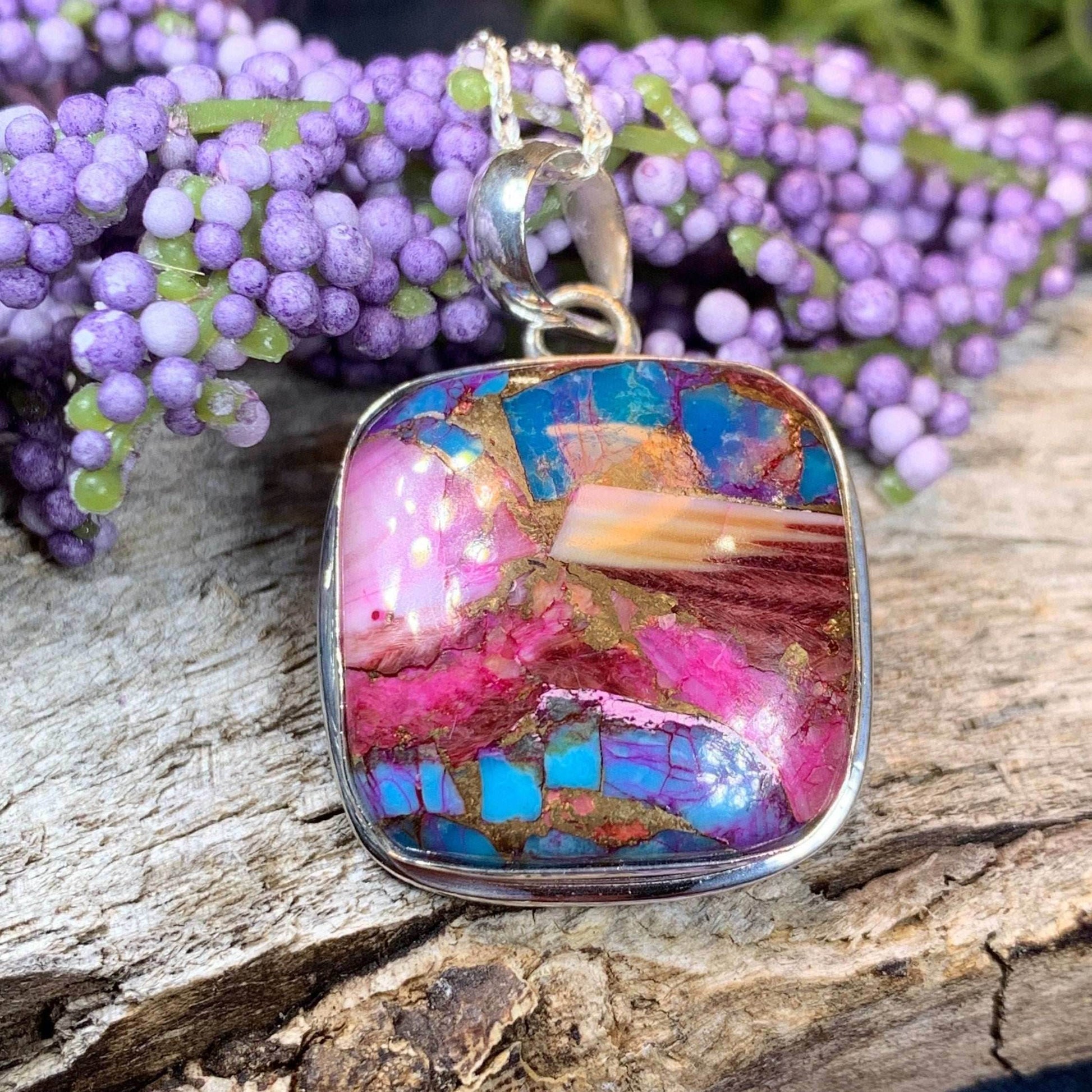 Pink Sunset Copper Turquoise Necklace - 18 / Square