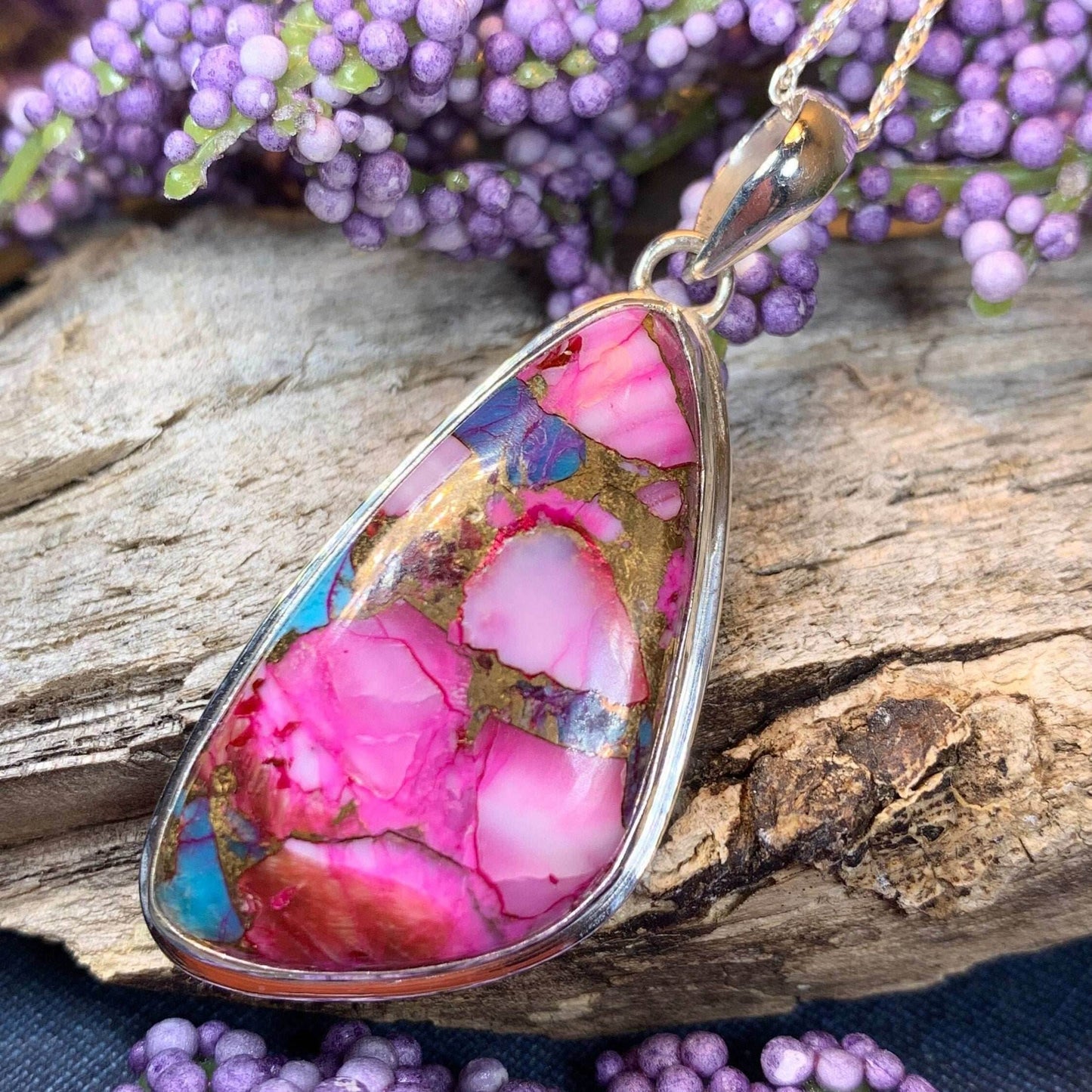 Pink Sunset Copper Turquoise Necklace - 18 / Organic