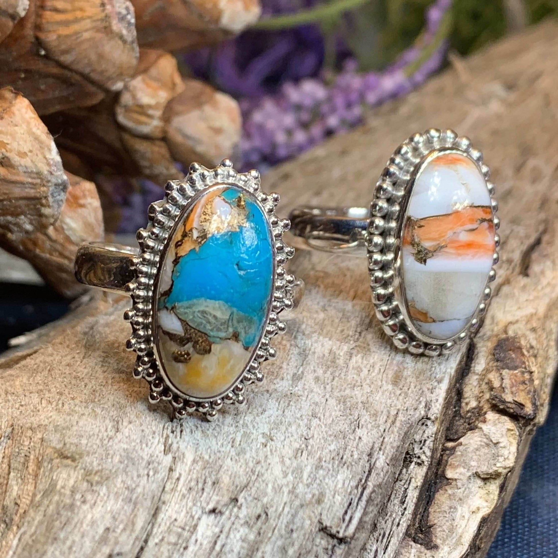 Romelle Spiny Oyster Turquoise Ring - 9 / Blue