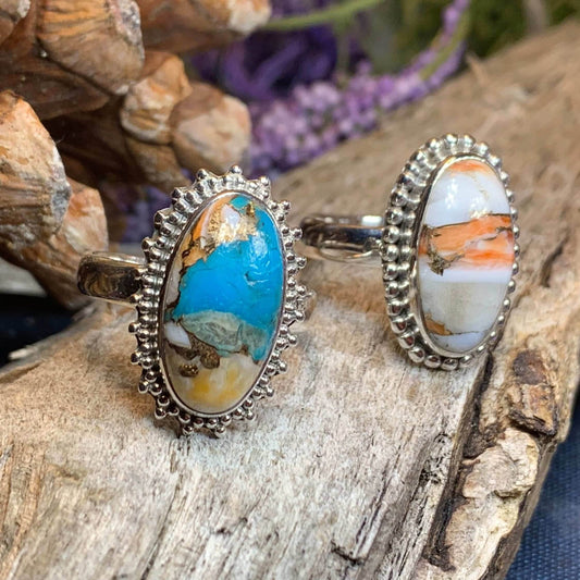 Romelle Spiny Oyster Turquoise Ring - 9 / Blue