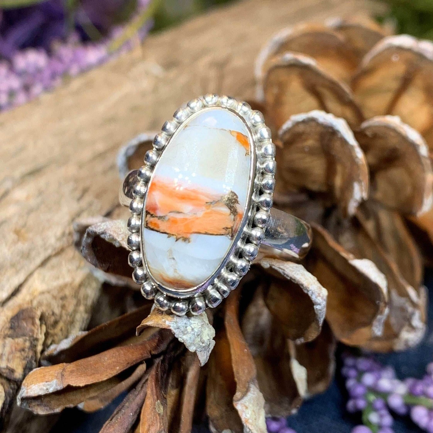 Romelle Spiny Oyster Turquoise Ring - 9 / Blue