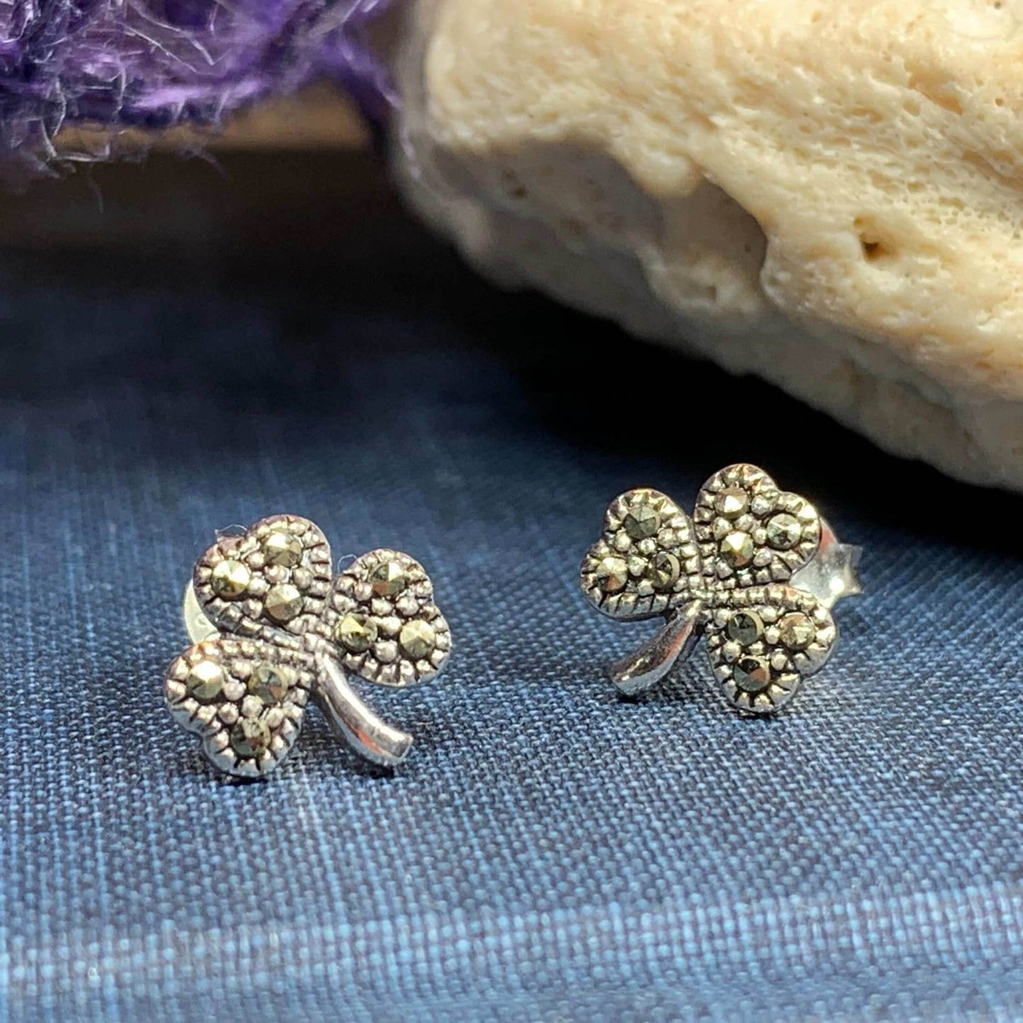 Marcasite Shamrock Earrings - 