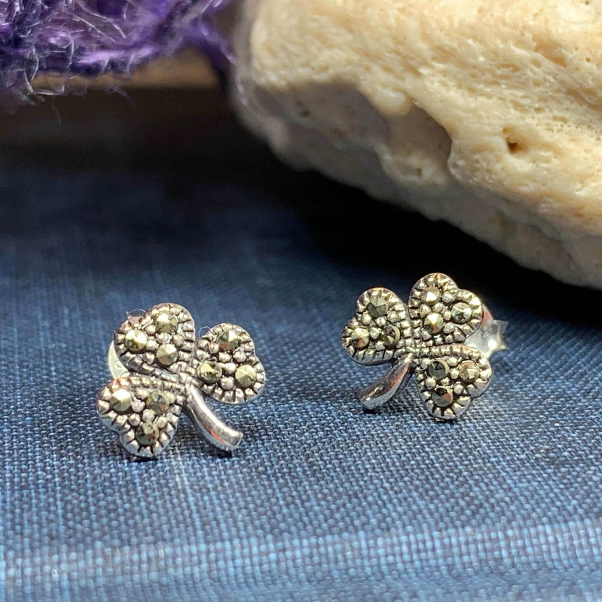 Marcasite Shamrock Earrings - 