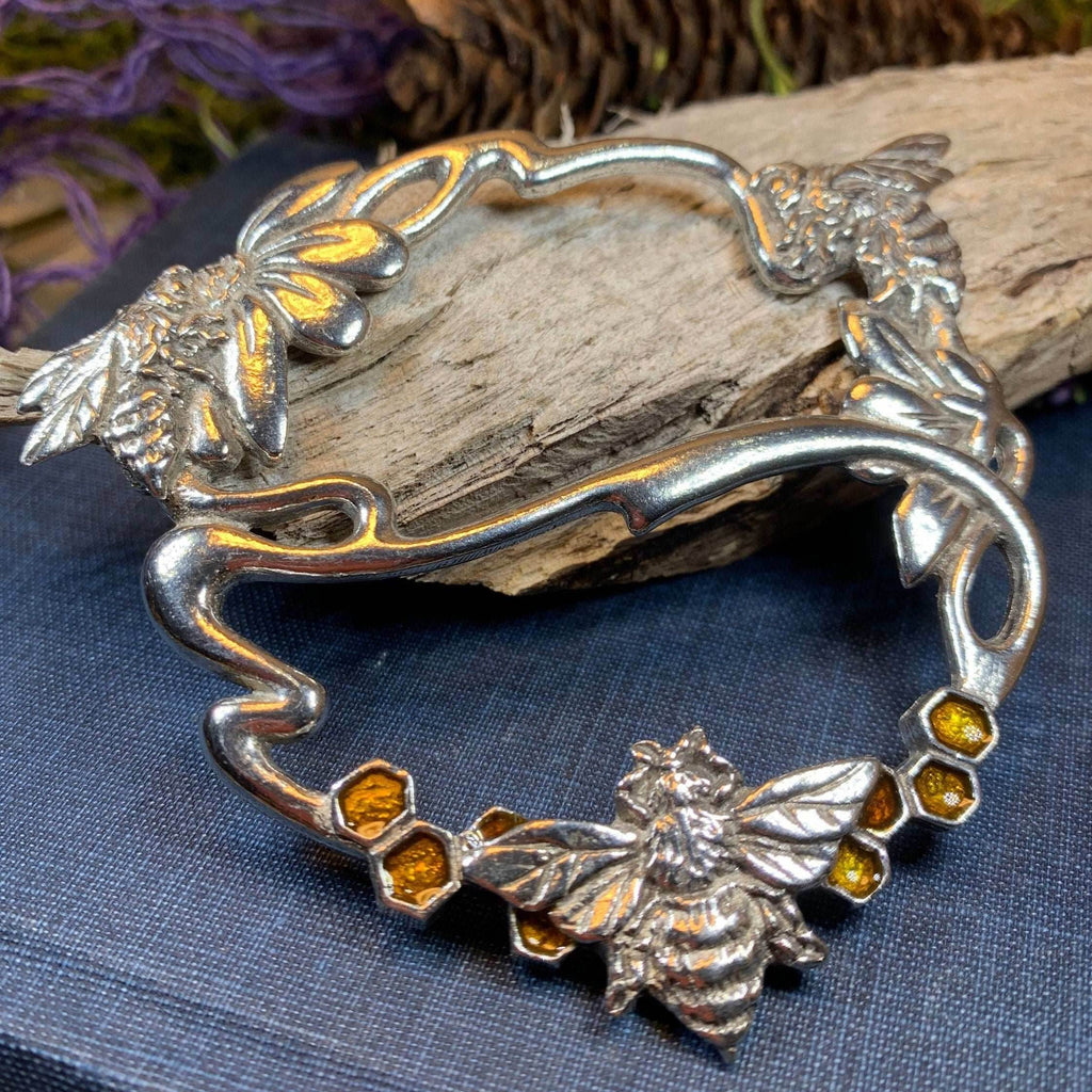 Bee & Honeycomb Scarf Ring - 