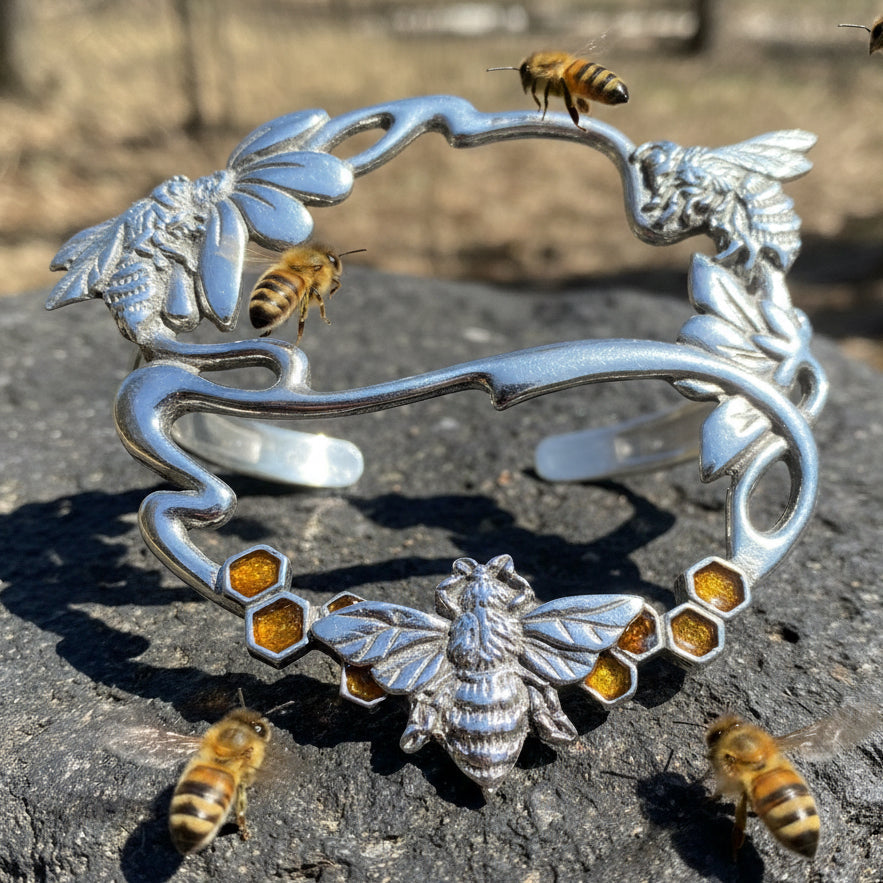 Bee & Honeycomb Scarf Ring