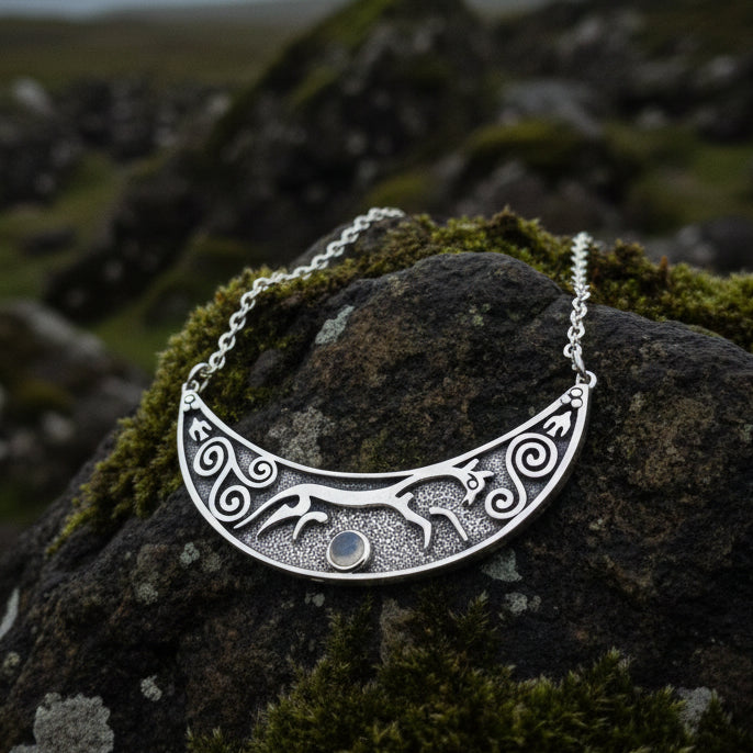 Epona Celtic Horse Moonstone Necklace