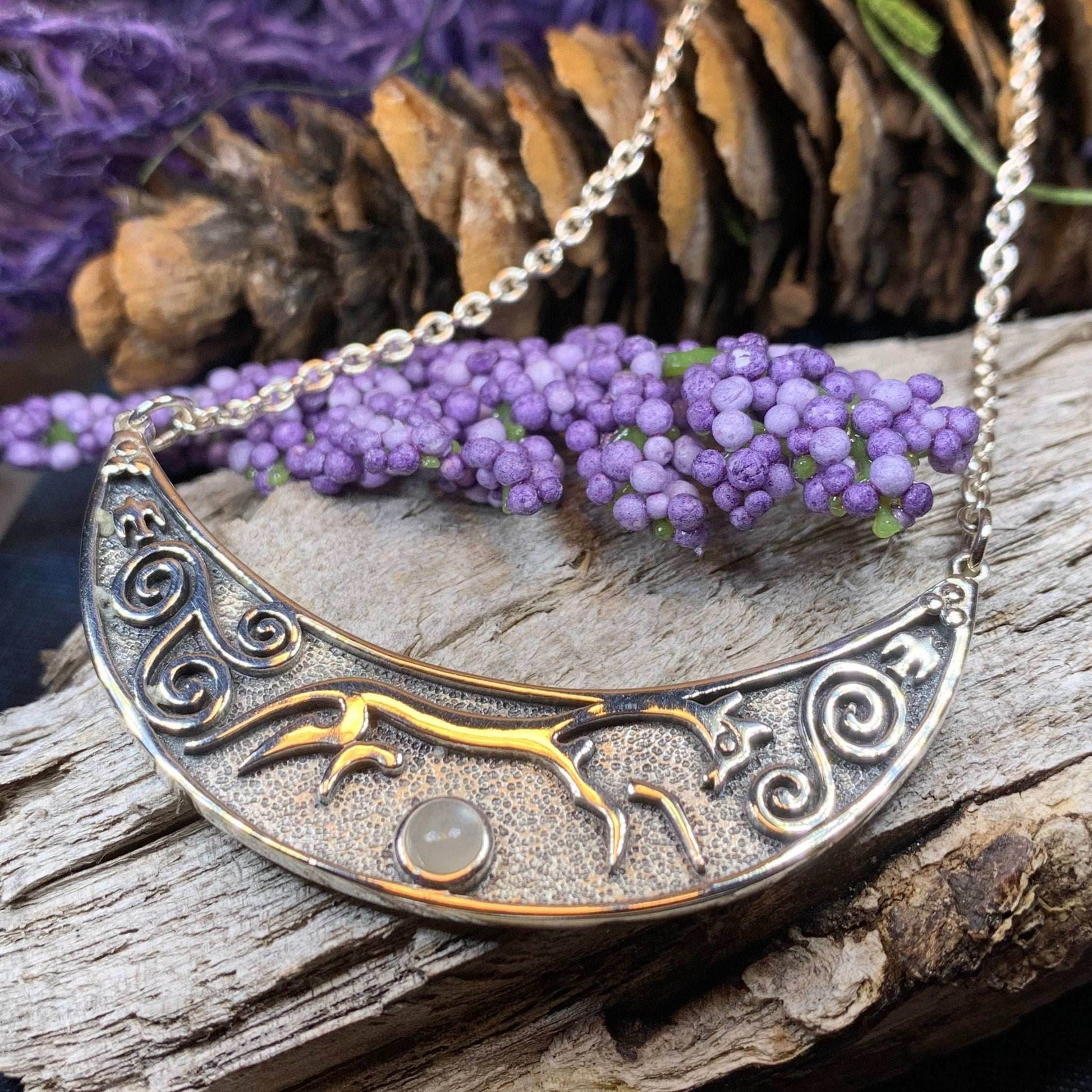 Epona Celtic Horse Moonstone Necklace - 