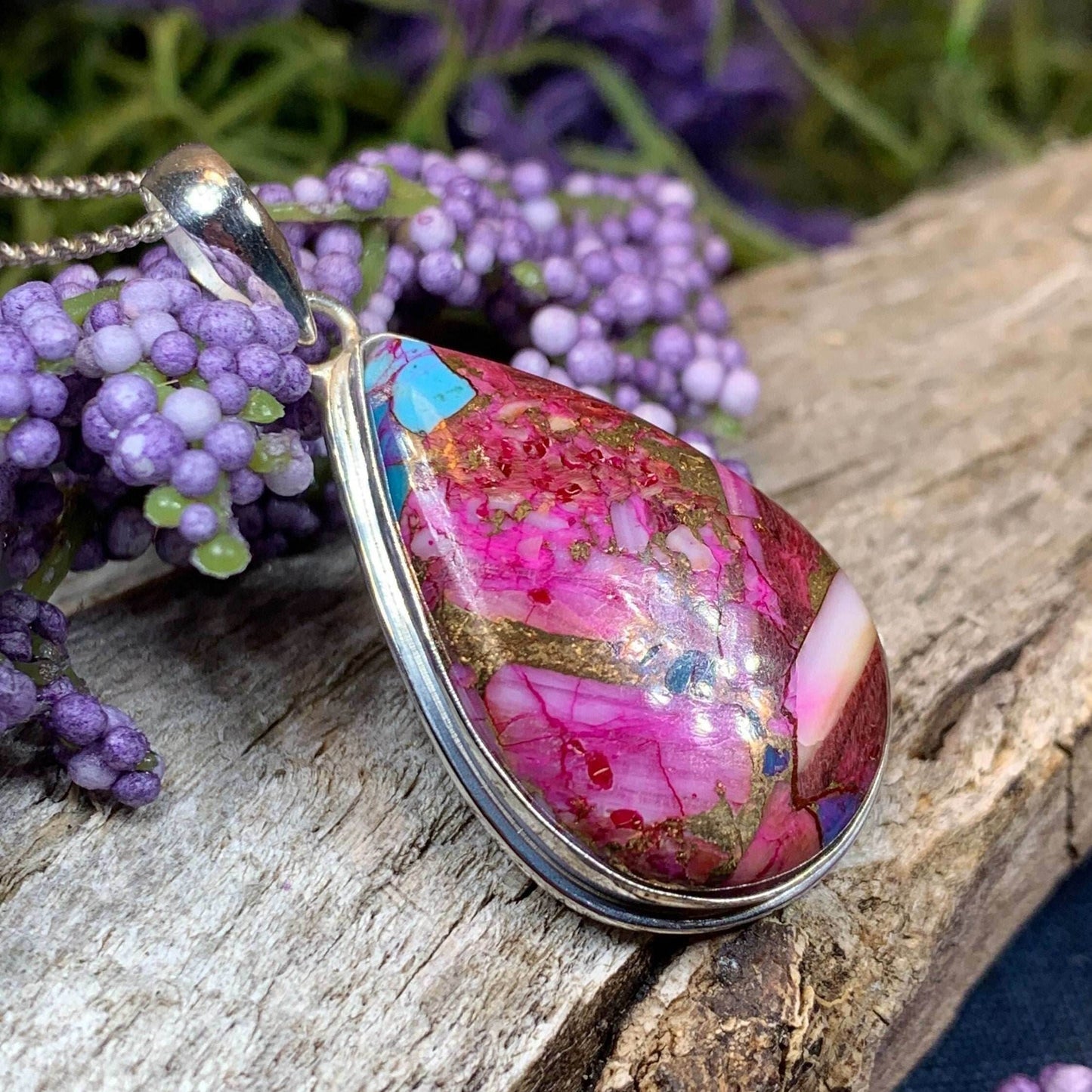 Pink Sunset Copper Turquoise Necklace - 18 / Teardrop