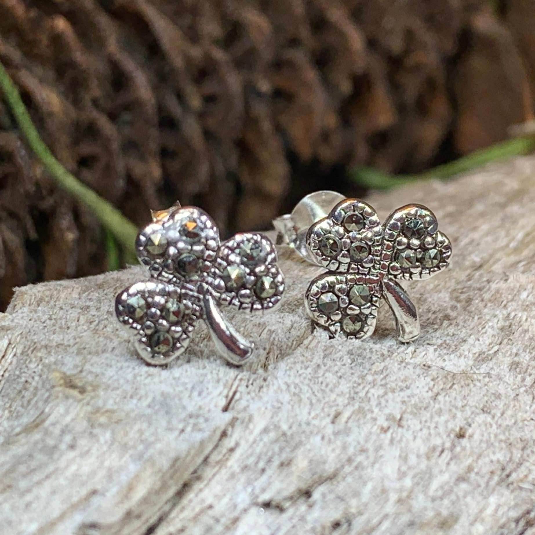 Marcasite Shamrock Earrings - 