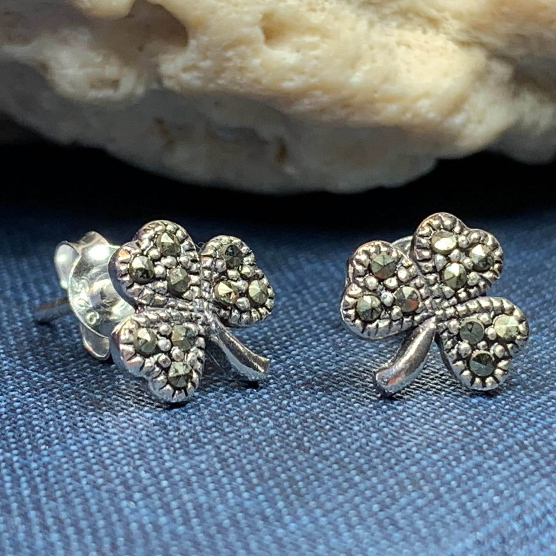 Marcasite Shamrock Earrings - 