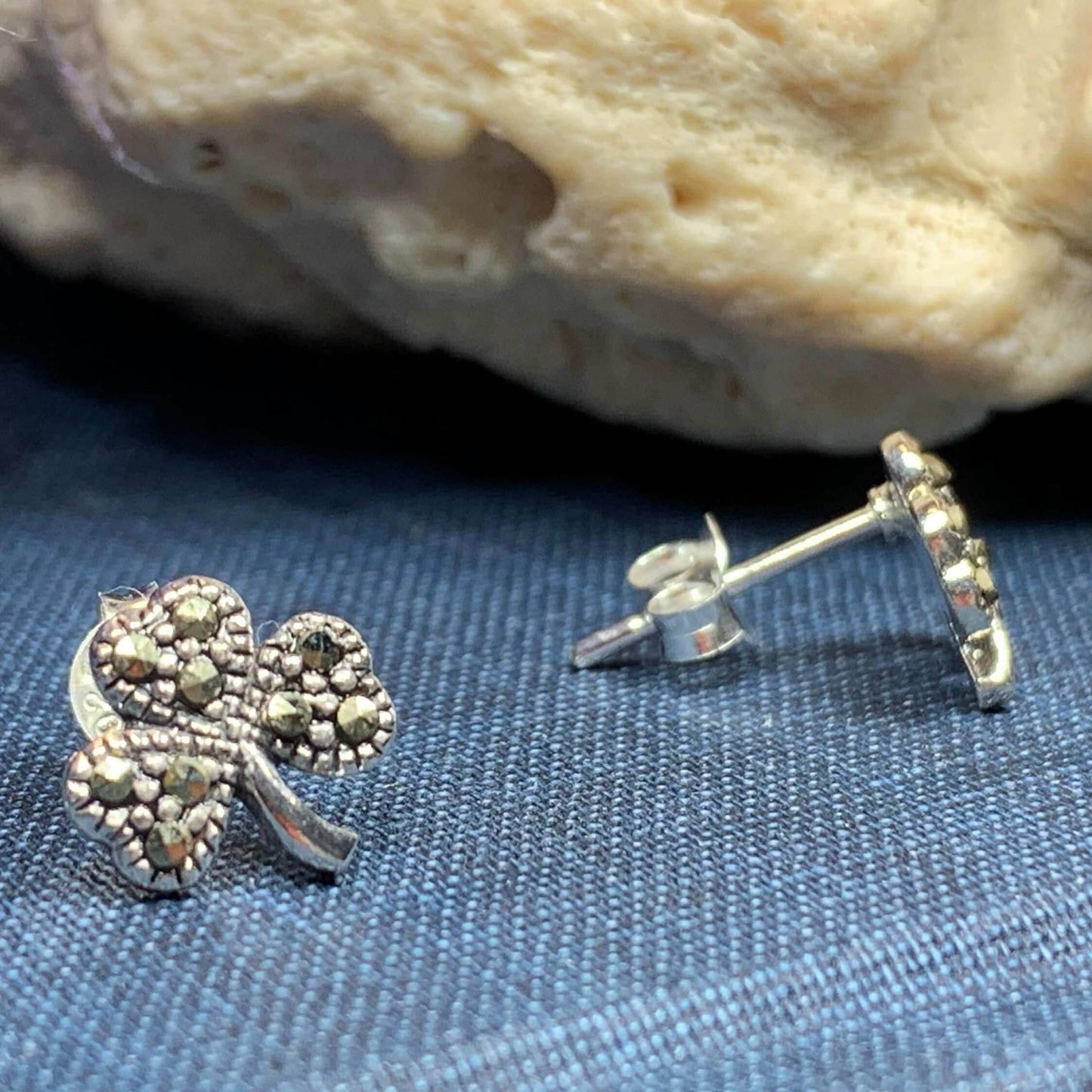 Marcasite Shamrock Earrings - 