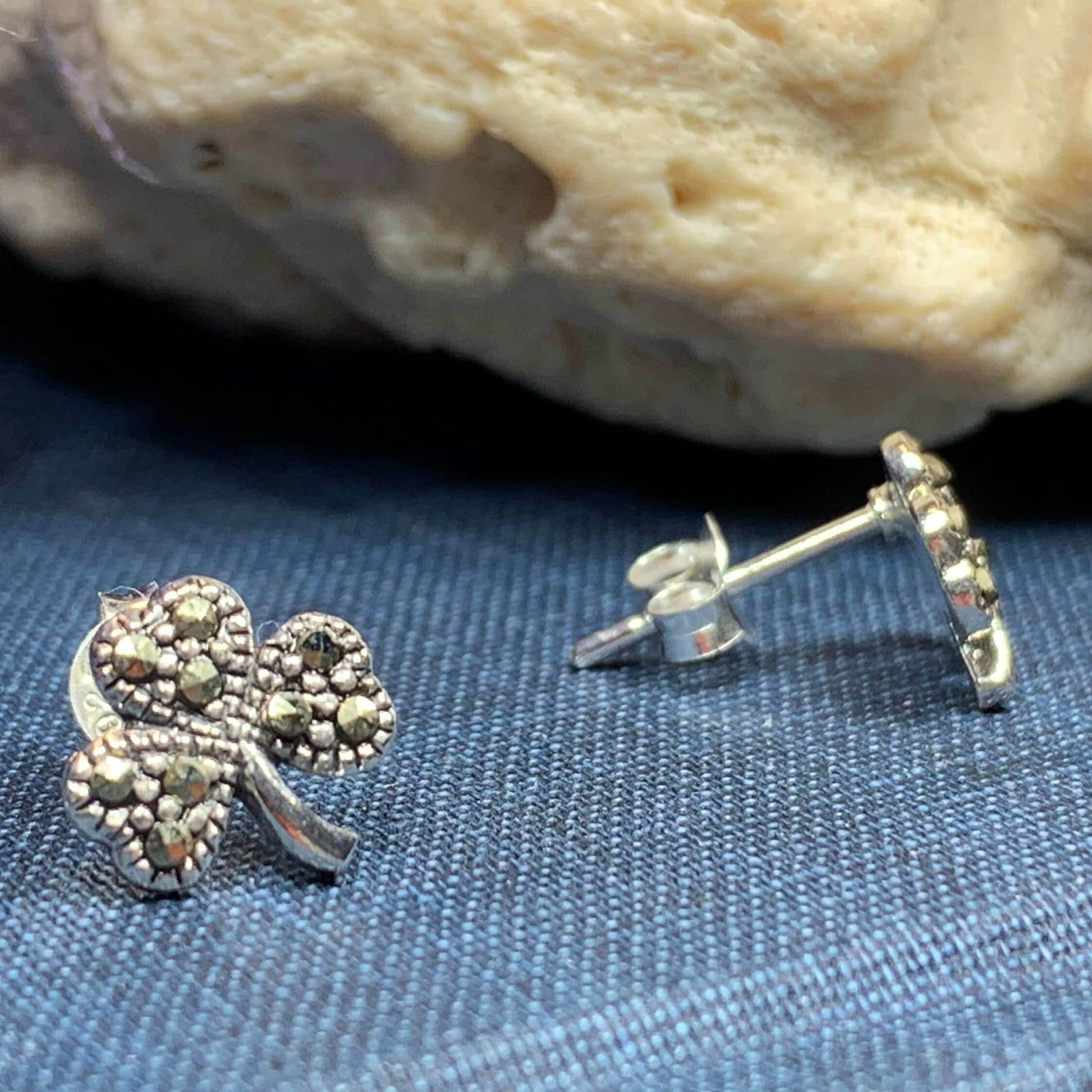 Marcasite Shamrock Earrings - 