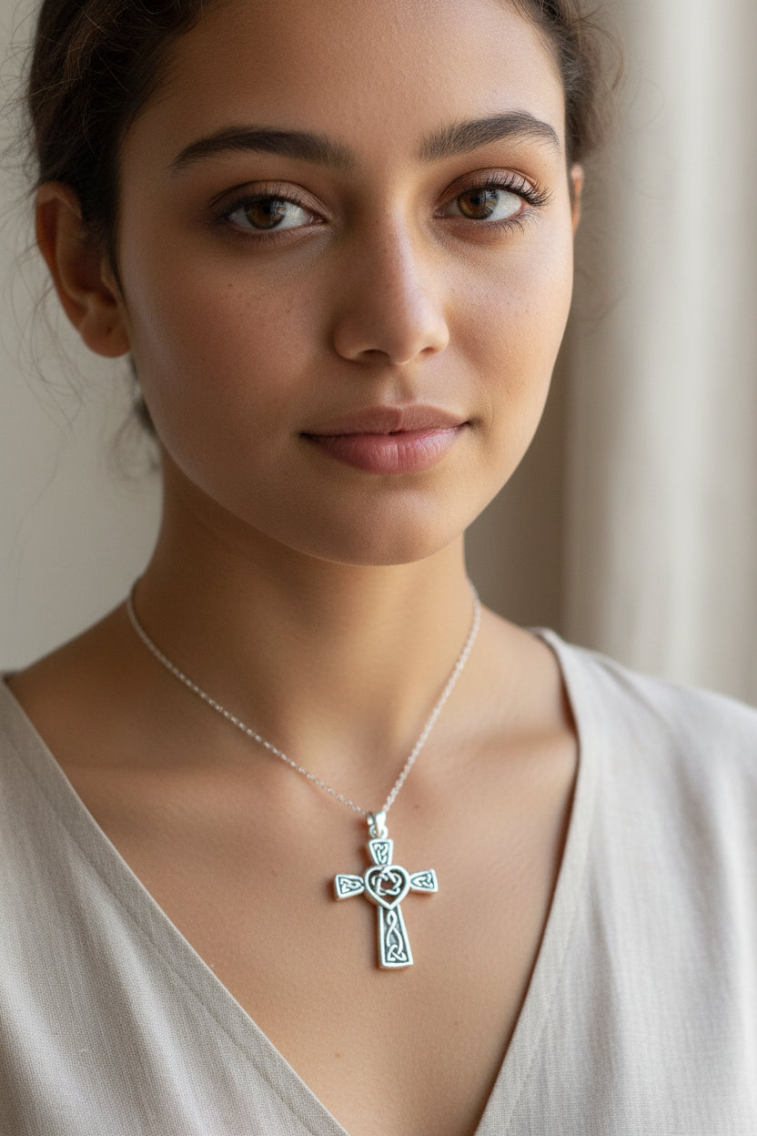 Noble Heart Celtic Cross Necklace