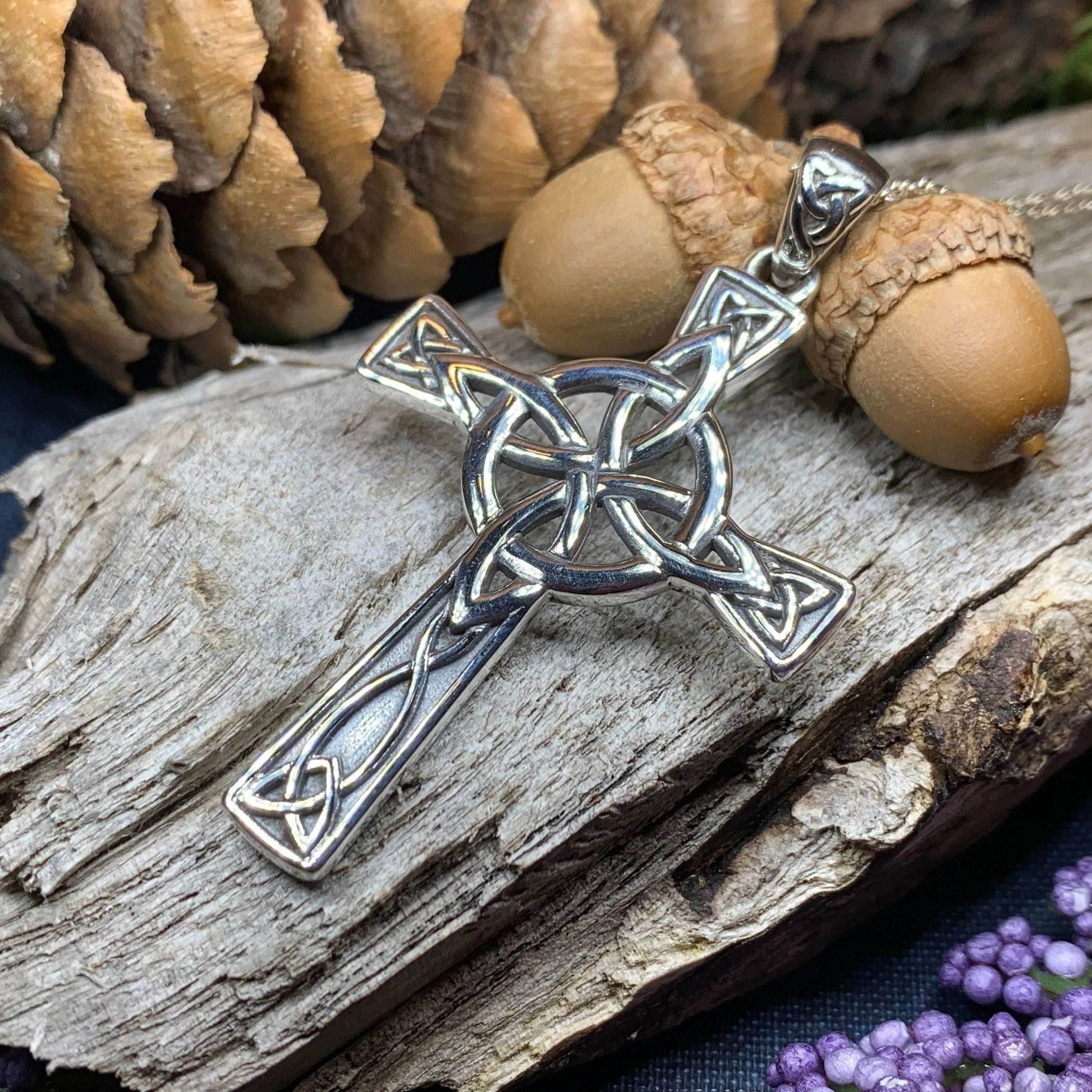 Large Four Corner Knot Celtic Cross Necklace - 18