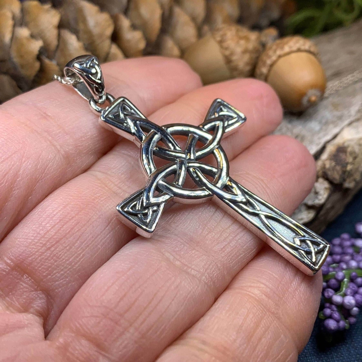 Large Four Corner Knot Celtic Cross Necklace - 18