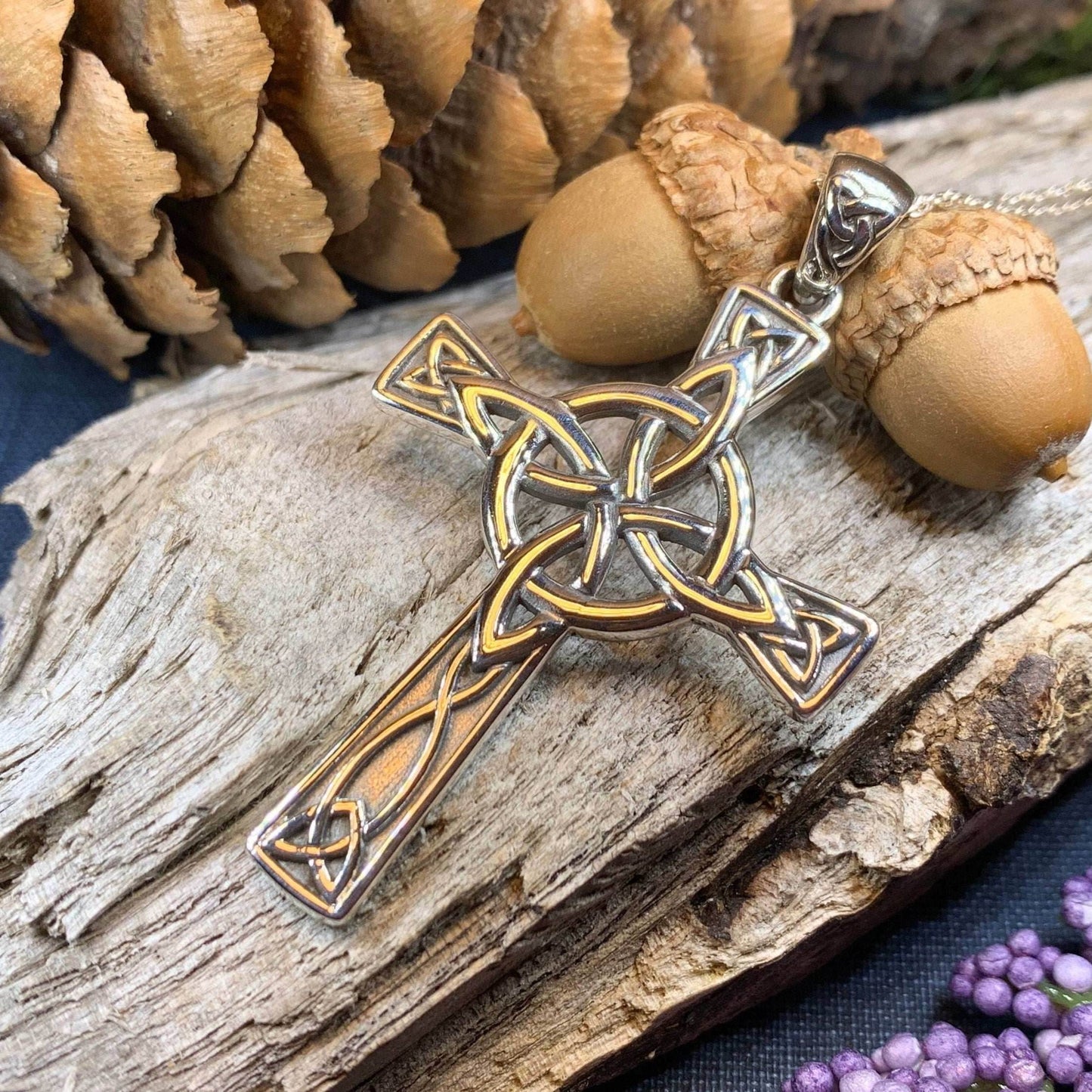 Large Four Corner Knot Celtic Cross Necklace - 18