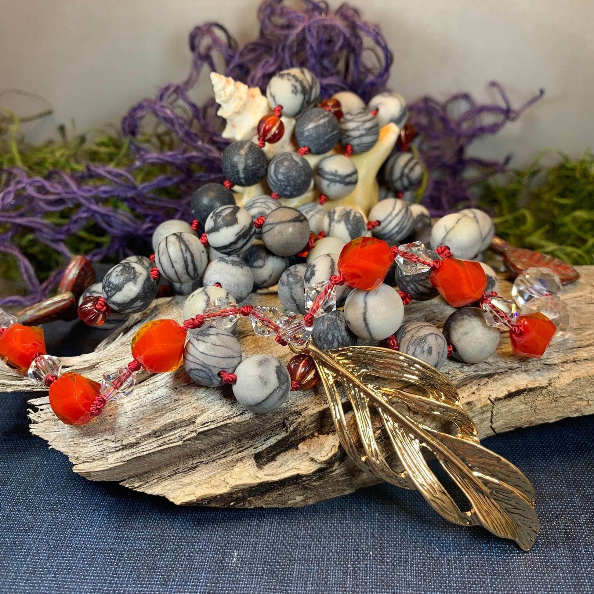 Golden Feather Long Necklace - 