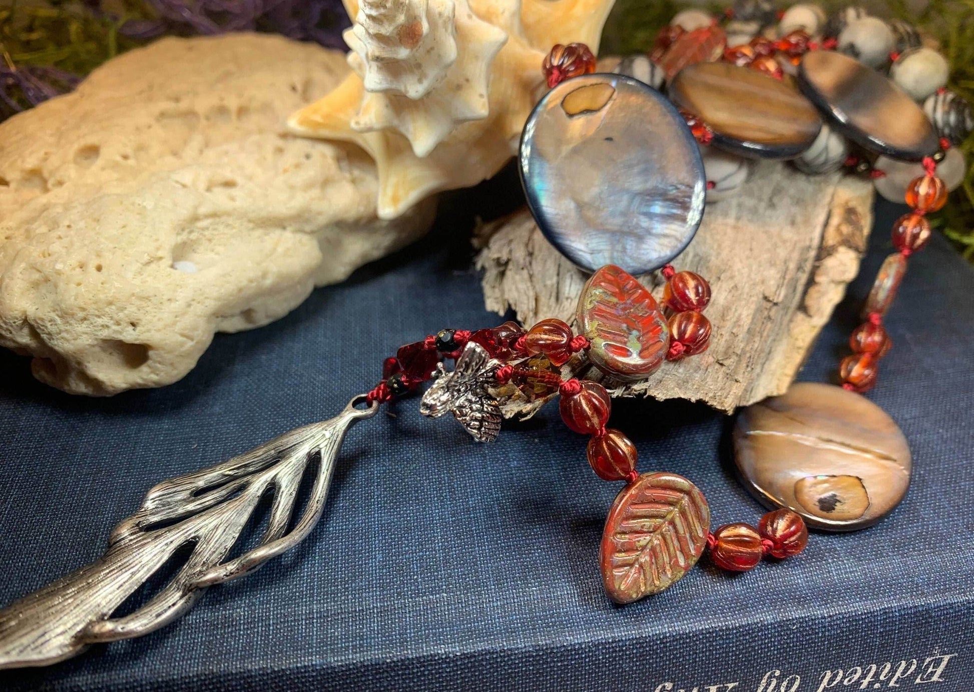 Red Skies Feather Long Necklace - 