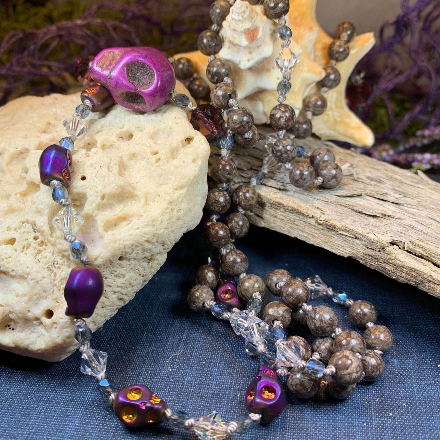 Purple Magic Long Beaded Necklace - 