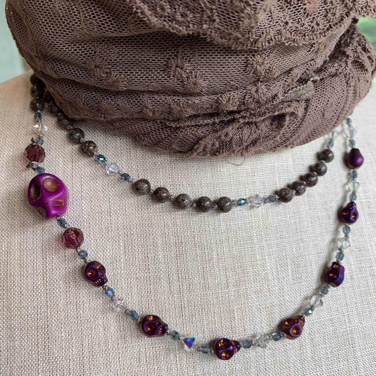 Purple Magic Long Beaded Necklace - 