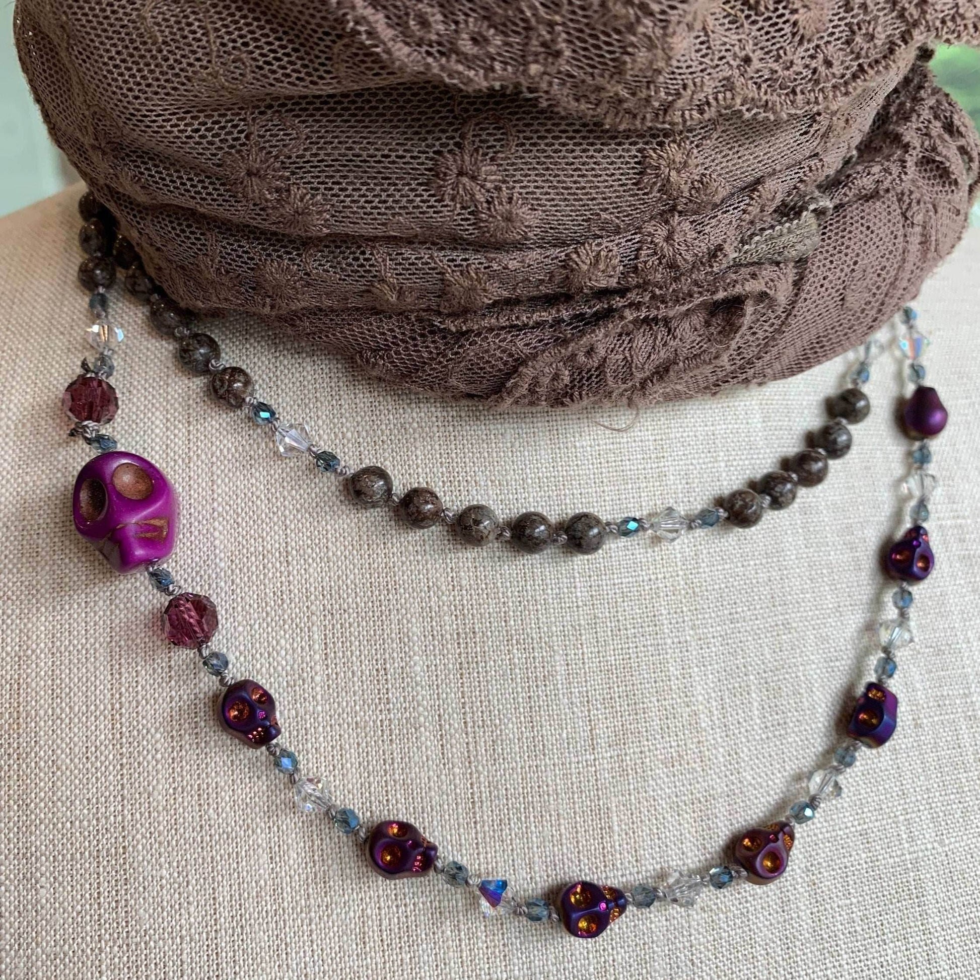 Purple Magic Long Beaded Necklace - 