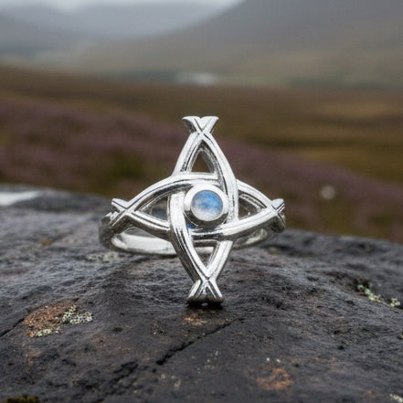 Moonstone Saint Brigid's Cross Ring