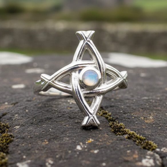 Moonstone Saint Brigid's Cross Ring