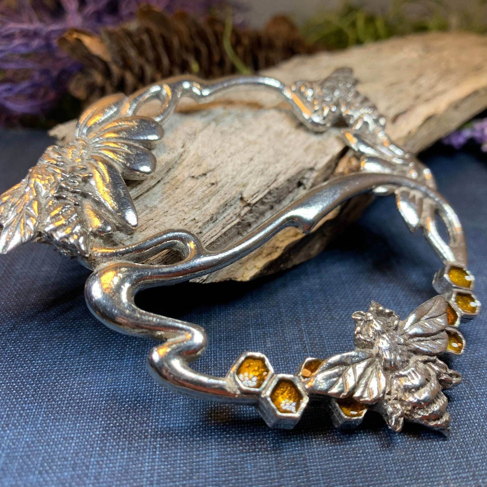 Bee & Honeycomb Scarf Ring - 