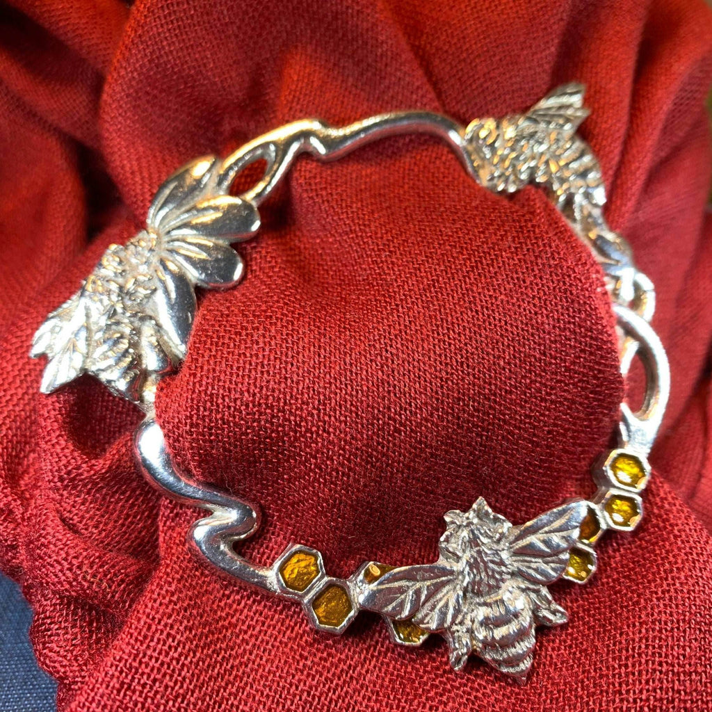 Bee & Honeycomb Scarf Ring - 